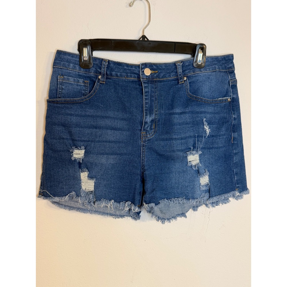 Unbranded Distressed Denim Cutoff Shorts XL High Rise Raw Hem Y2K
